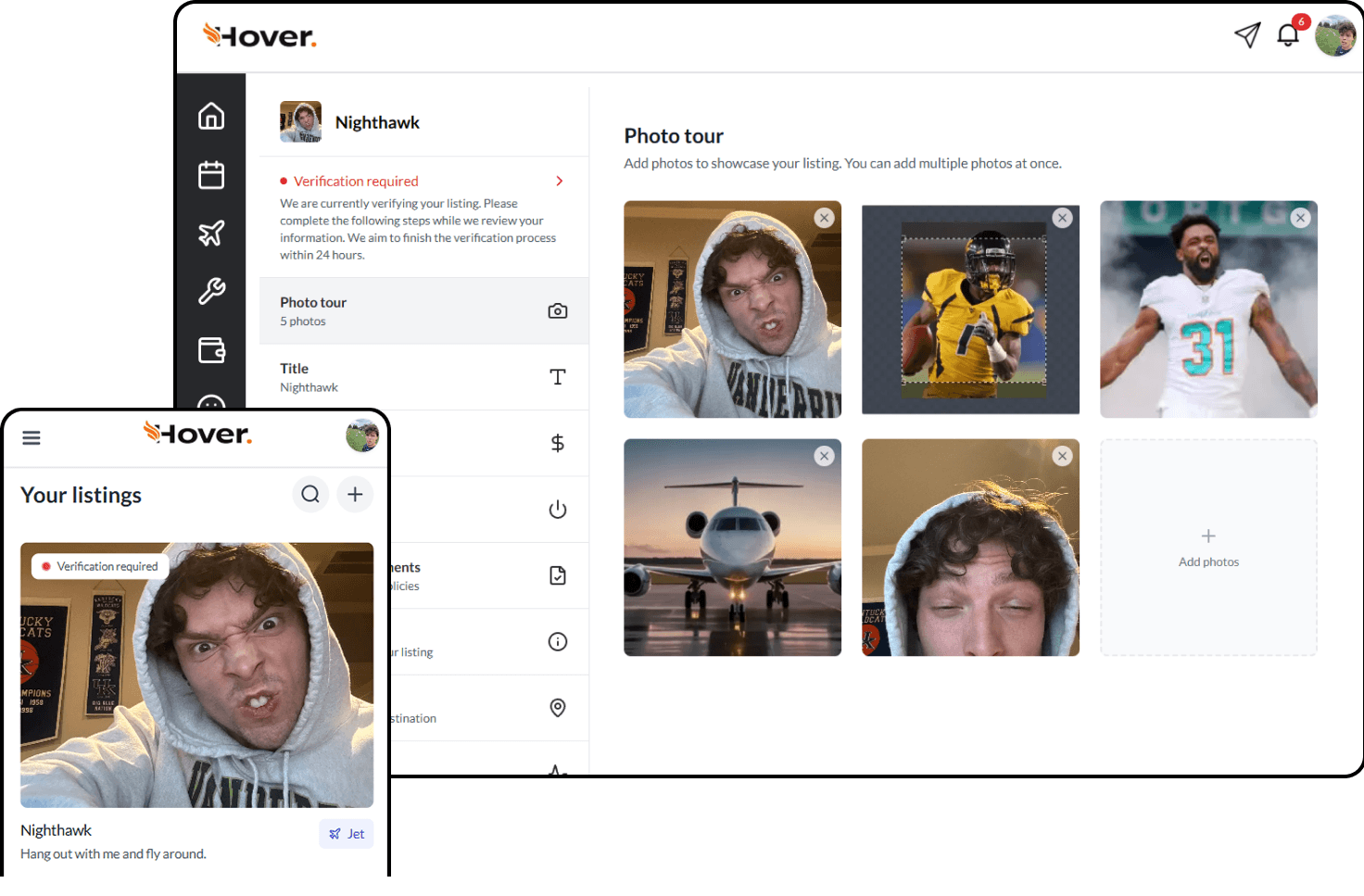Hover platform dashboard